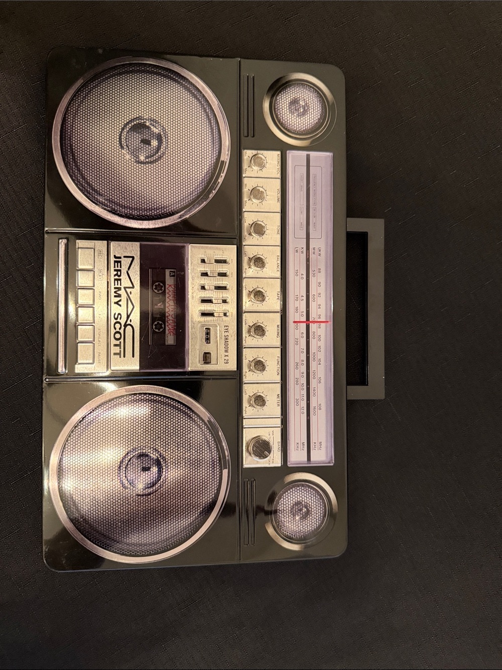 Jeremy Scott Black Retro Boombox Speaker with Silver Accents